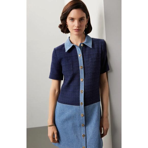 Sandro Blue Brooke Dress - Picture 1 of 8